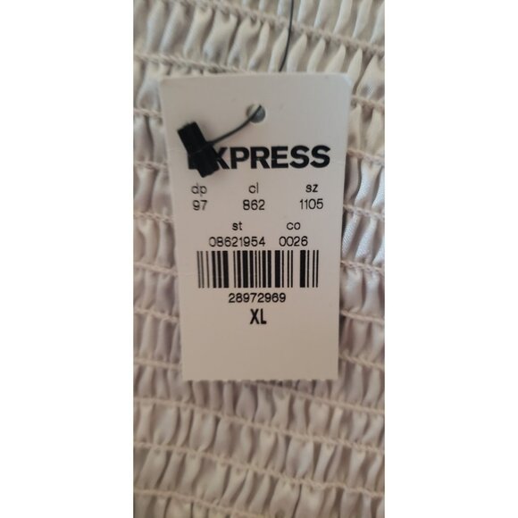 NWT EXPRESS SMOCKED CROPPED RUFFLE OFF THE SHOULDER PAISLEY TOP XLARGE - Picture 5 of 6